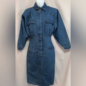 Vintage‎ 90s Toffs Women Denim Sleeveless Collared Dress Women's size S